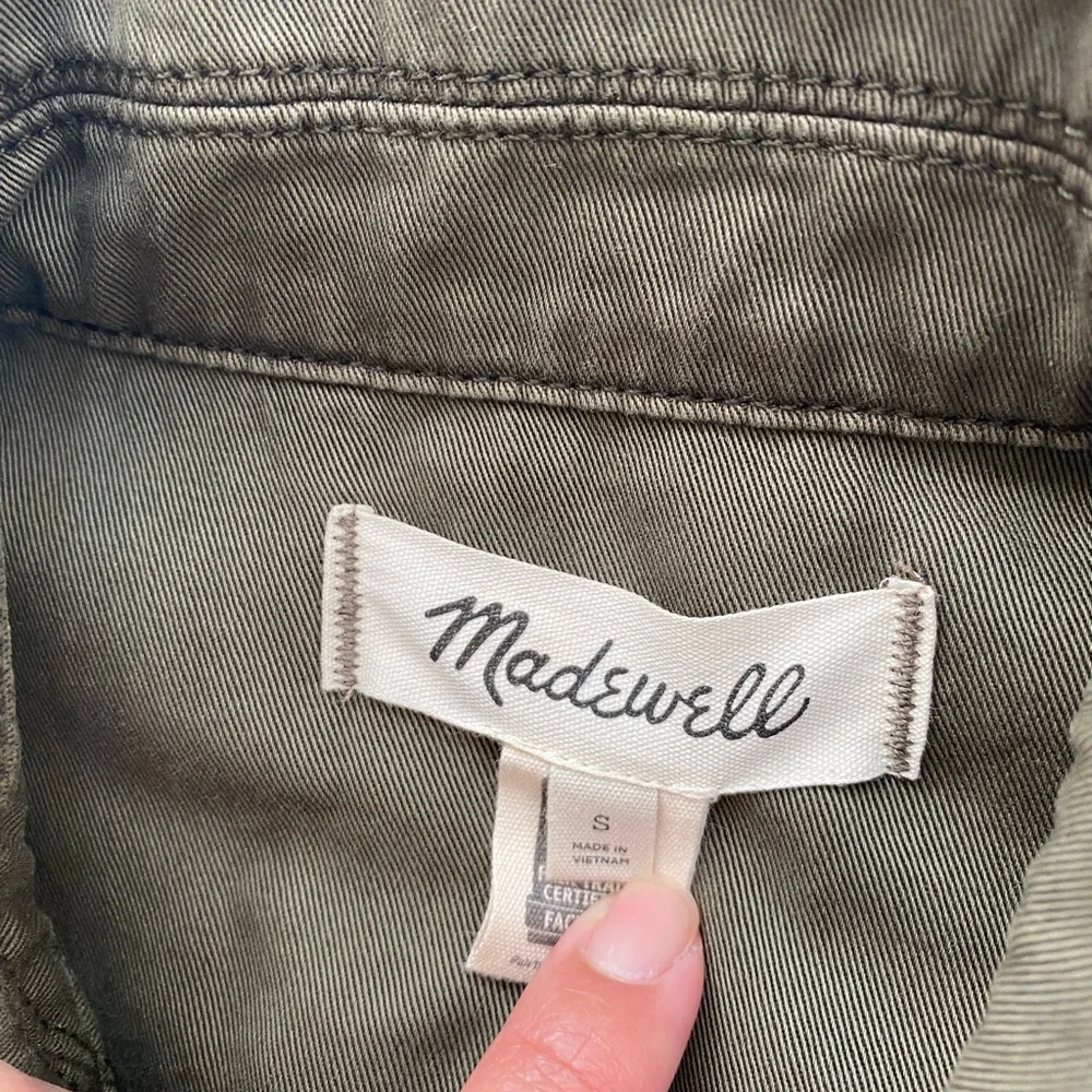Madewell Utility Chino Safari Jacket Forest Green Gold Buttons Small Military - Picture 8 of 8